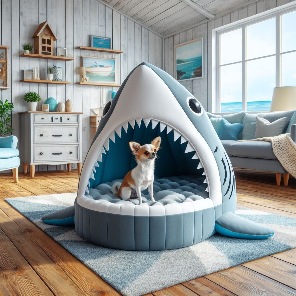 cama para perro tiburon